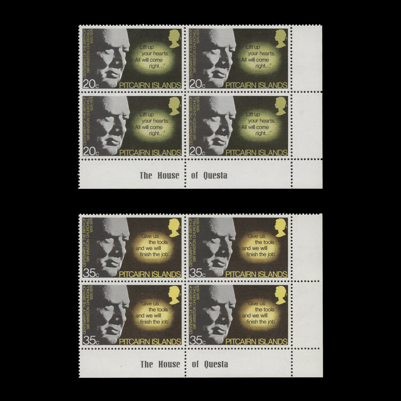 Pitcairn Islands 1974 (MNH) Churchill Birth Centenary imprint blocks