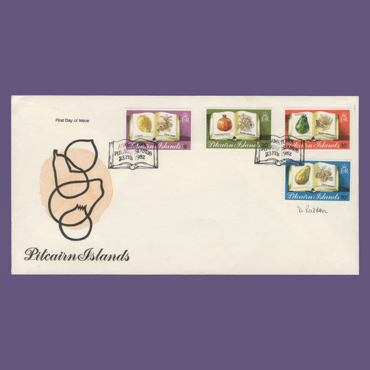 Pitcairn Islands 1982 Fruit first day cover signed by designer Daphne Padden