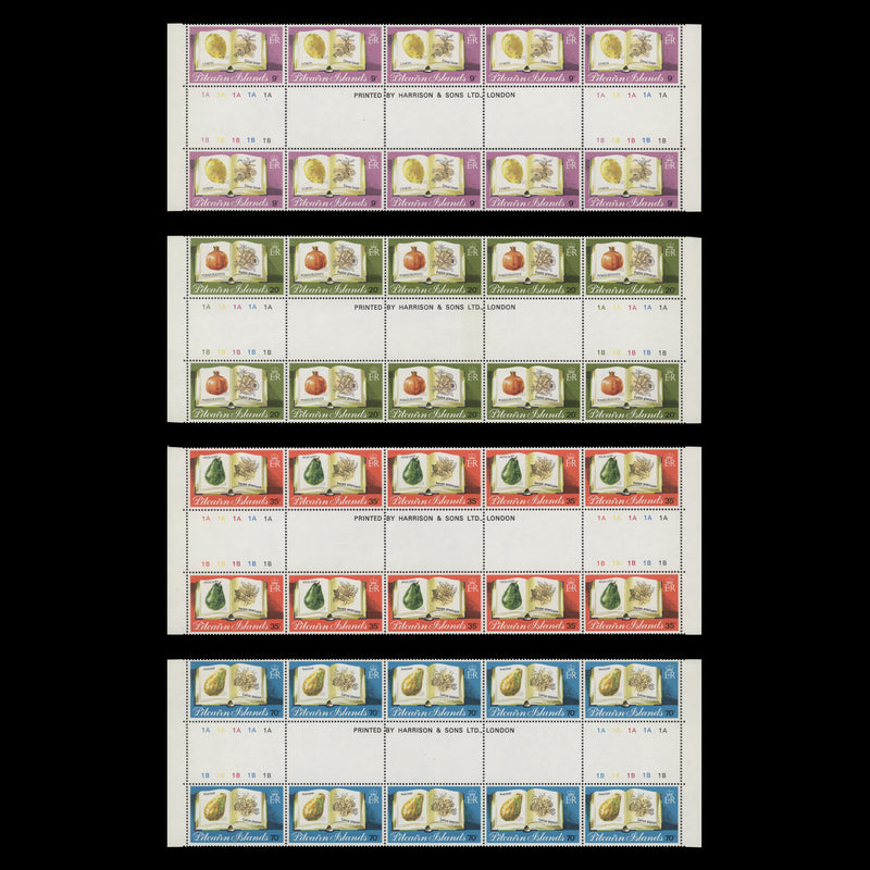 Pitcairn Islands 1982 (MNH) Fruit gutter imprint/plate blocks