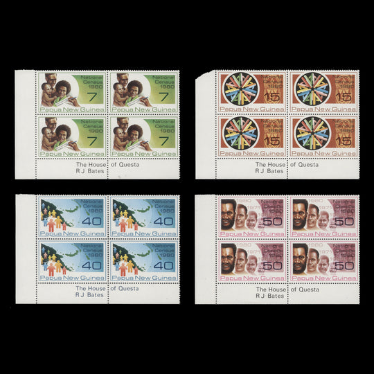 Papua New Guinea 1980 (MNH) National Census imprint blocks