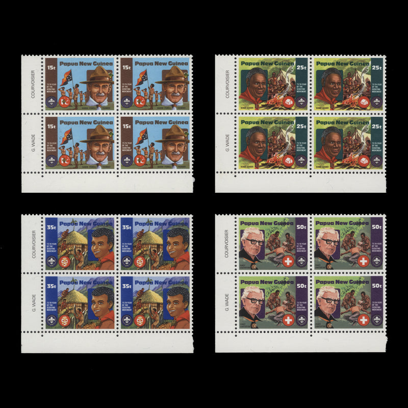 Papua New Guinea 1982 (MNH) Scouting Anniversary imprint blocks