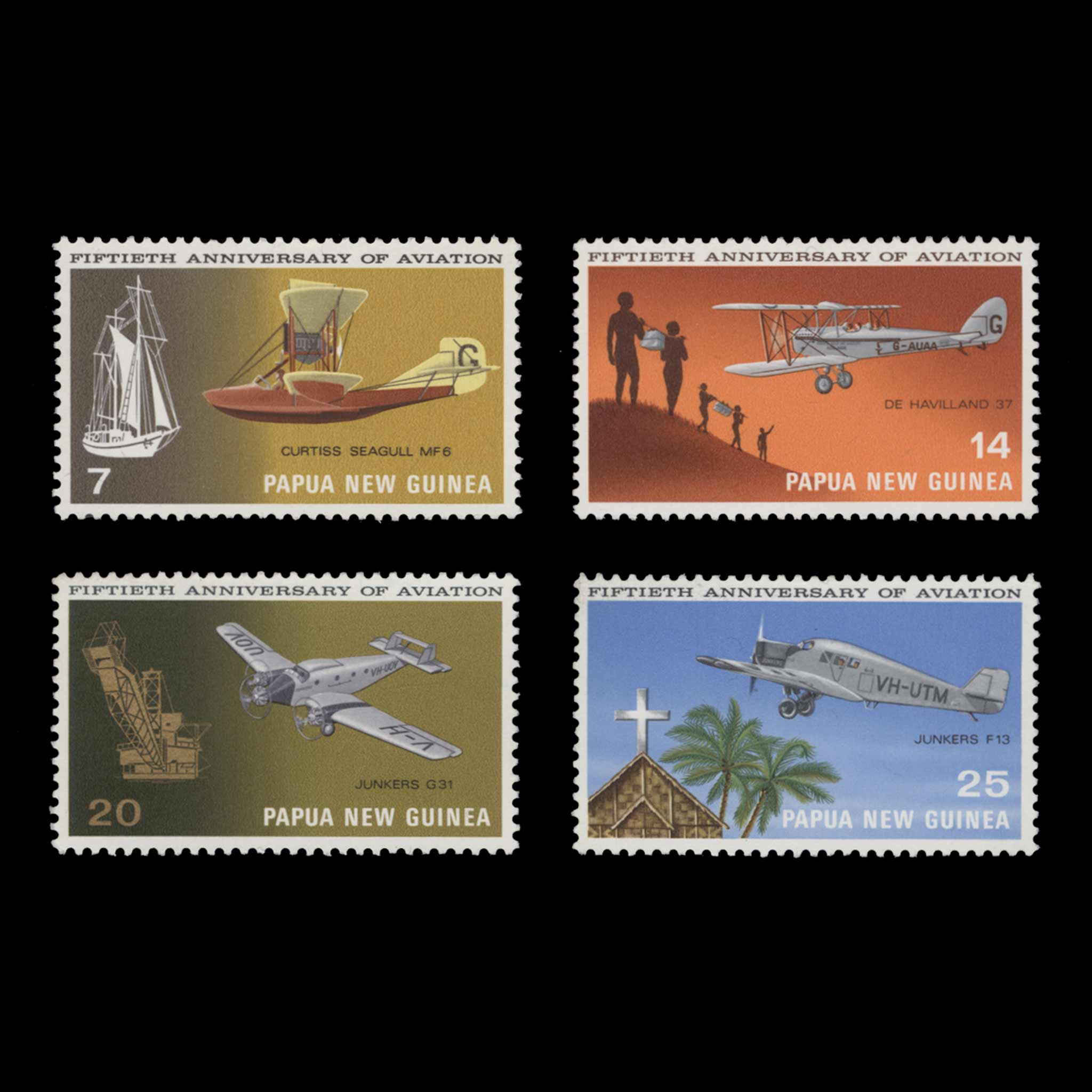 Papua New Guinea 1972 (MNH) Aviation Anniversary set – ZEBOOSE.COM