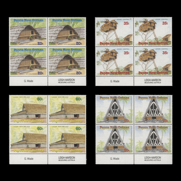 Papua New Guinea 1989 (MNH) Traditional Dwellings imprint blocks