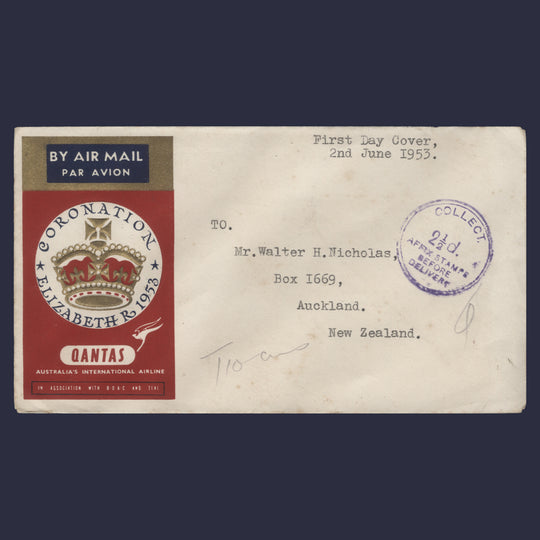 Penang 1953 Coronation first day cover, PENANG B