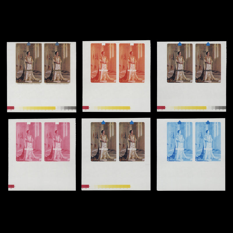 Penrhyn 1980 Queen Mother's Birthday progressive proof miniature sheet pairs