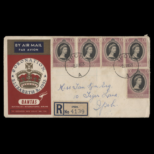 Perak 1953 Coronation first day cover, IPOH A