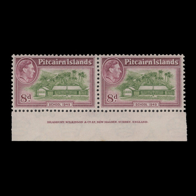 Pitcairn Islands 1951 (MNH) 8d School imprint pair