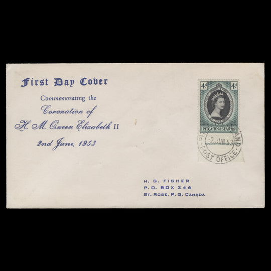 Pitcairn Islands 1953 Coronation first day cover