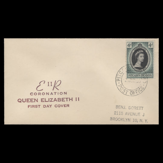 Pitcairn Islands 1953 (FDC) 4d Coronation
