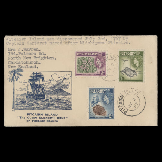 Pitcairn Islands 1957 Definitives first day cover
