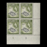 Pitcairn Islands 1957 (MNH) 1d Map plate block in black & olive-green