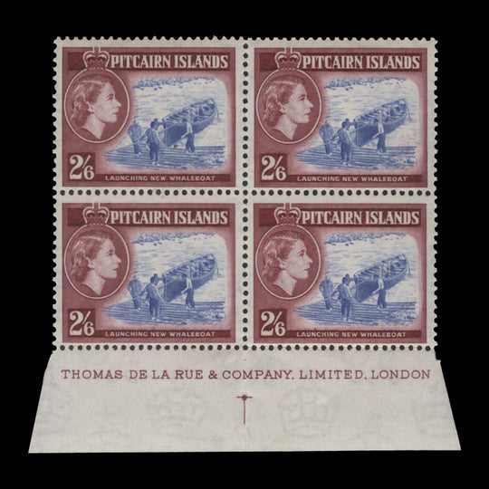 Pitcairn Islands 1957 (MNH) 2s6d Launching New Whaleboat imprint block