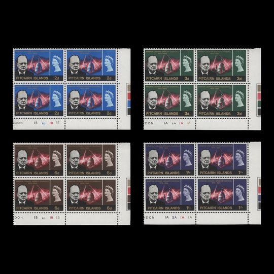 Pitcairn Islands 1966 (MLH) Churchill Commemoration plate blocks