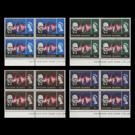 Pitcairn Islands 1966 (MNH) Churchill Commemoration imprint blocks
