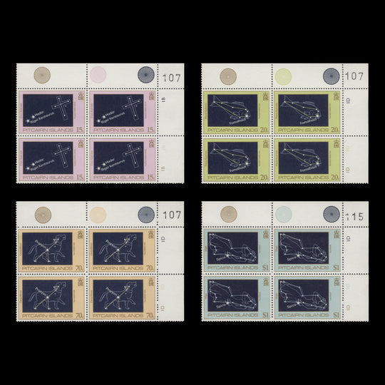 Pitcairn Islands 1984 (MNH) Night Sky traffic light/plate blocks