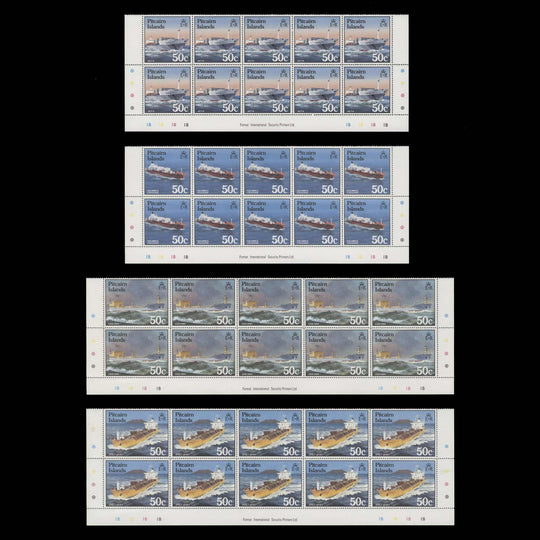Pitcairn Islands 1985 (MNH) Ships traffic light/plate blocks