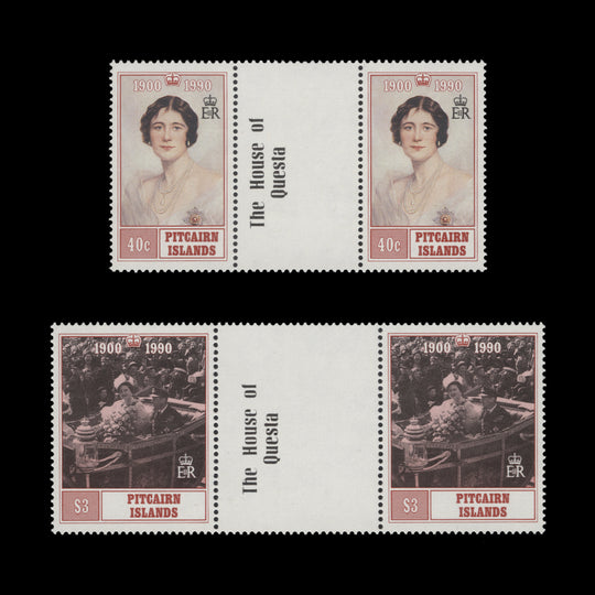Pitcairn Islands 1990 (MNH) Queen Mother's Birthday gutter imprint pairs