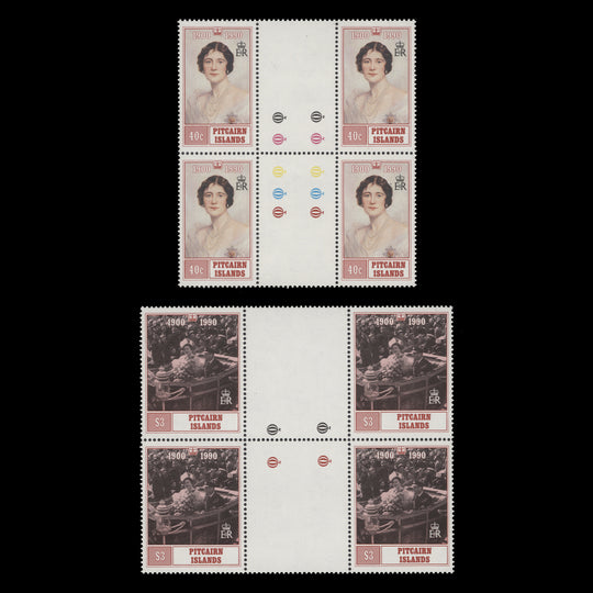 Pitcairn Islands 1990 (MNH) Queen Mother's Birthday gutter traffic light blocks