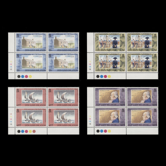 Pitcairn Islands 1992 (MNH) Anniversary of Bligh's Death plate 1B blocks