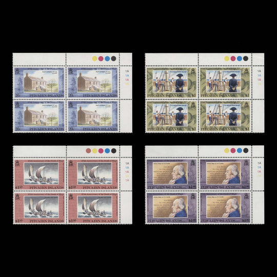 Pitcairn Islands 1992 (MNH) Anniversary of Bligh's Death plate blocks