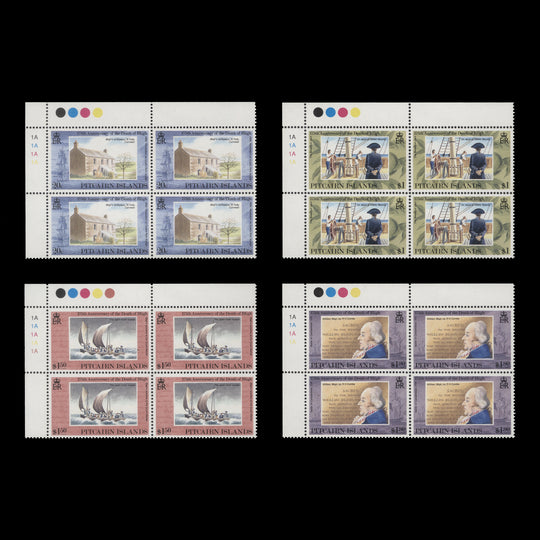 Pitcairn Islands 1992 (MNH) Anniversary of Bligh's Death plate blocks