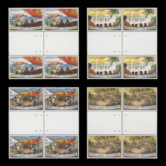 Pitcairn Islands 1995 (MNH) Oeno Island Holiday gutter plate blocks