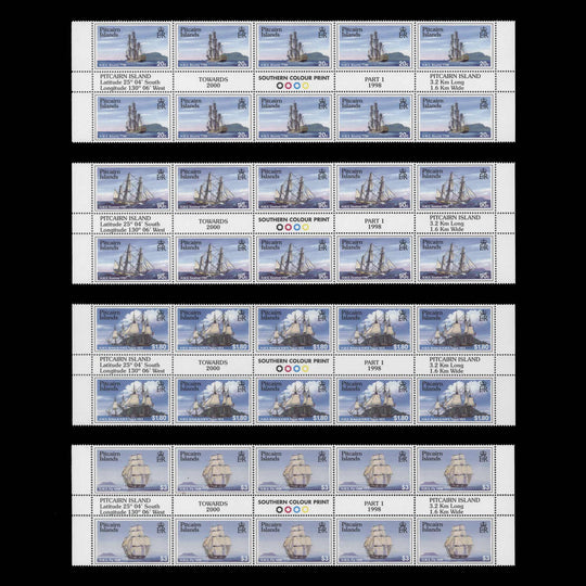 Pitcairn Islands 1998 (MNH) Sailing Ships gutter blocks