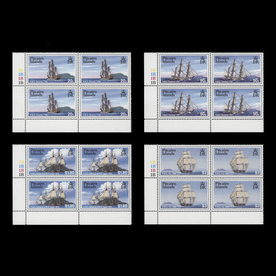 Pitcairn Islands 1998 (MNH) Sailing Ships plate 1B–1B–1B–1B blocks