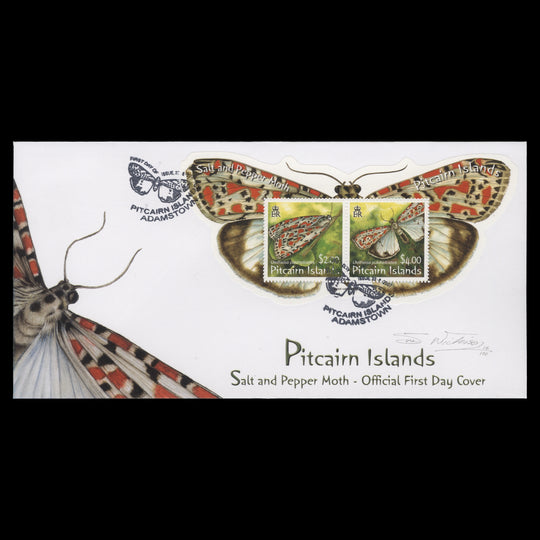 Pitcairn Islands 2007 Salt & Pepper Moth first day cover signed by designer