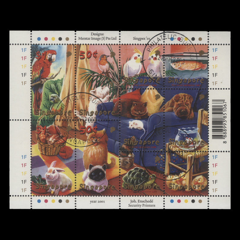 Singapore 2001 (Used) Stamp Exhibition, Singapore/Pets sheetlet