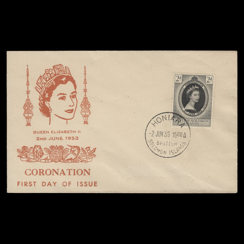 Solomon Islands 1953 (FDC) 2d Coronation, HONIARA