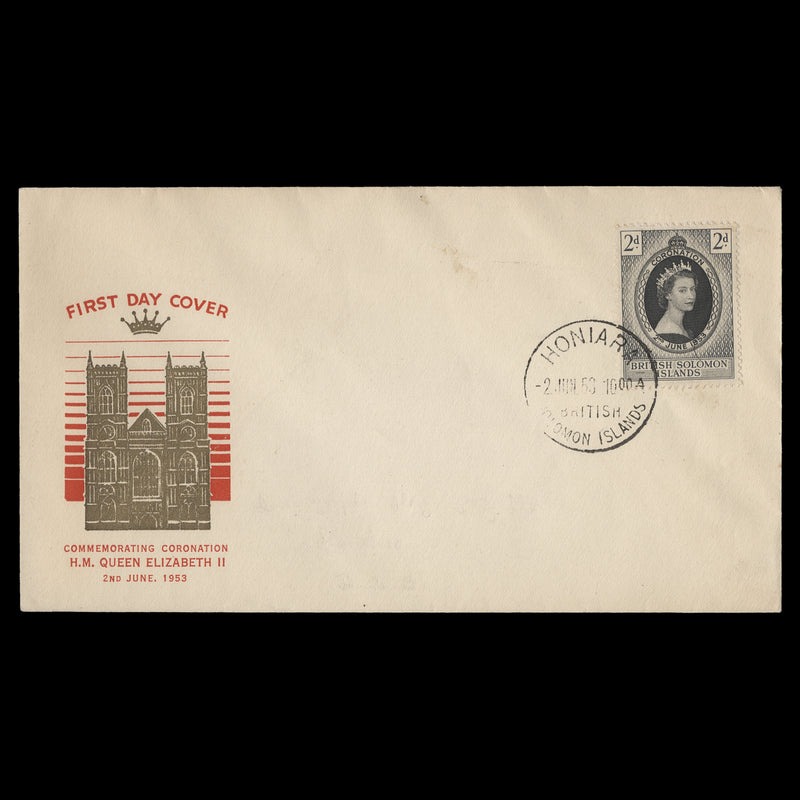 Solomon Islands 1953 (FDC) 2d Coronation, HONIARA