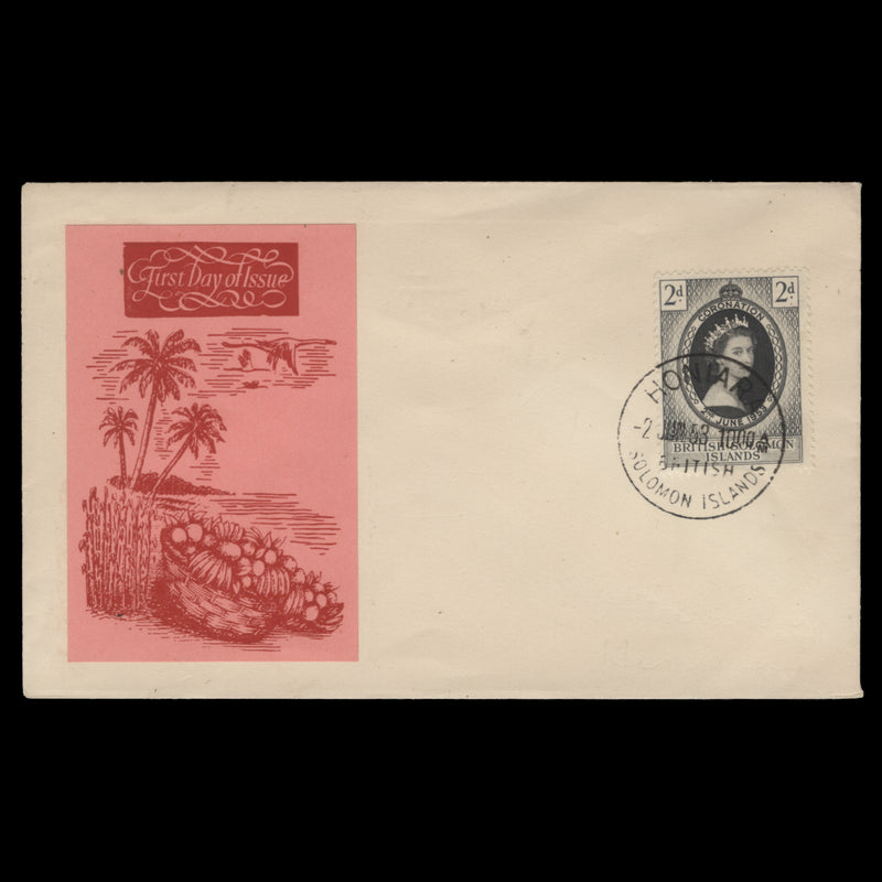 Solomon Islands 1953 (FDC) 2d Coronation, HONIARA