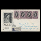 Sierra Leone 1953 (FDC) 1½d Coronation strip and singles, FREETOWN B