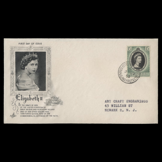 Somaliland Protectorate 1953 (FDC) 15c Coronation, HARGEISA