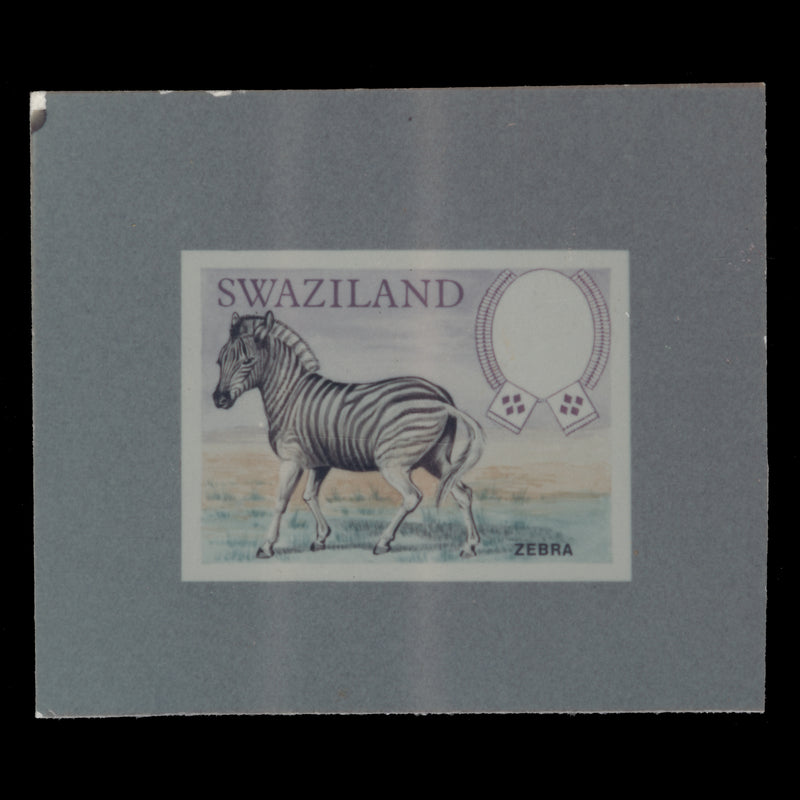 Swaziland 1969 Burchell's Zebra photographic proof