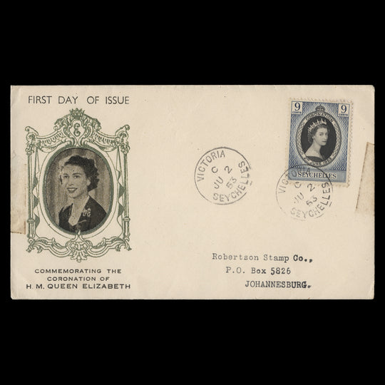 Seychelles 1953 (FDC) 9c Coronation, VICTORIA