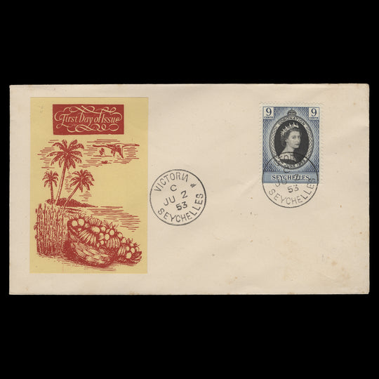 Seychelles 1953 (FDC) 9c Coronation, VICTORIA