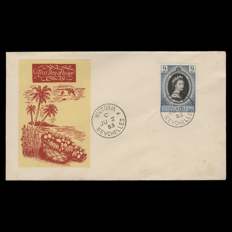 Seychelles 1953 (FDC) 9c Coronation, VICTORIA