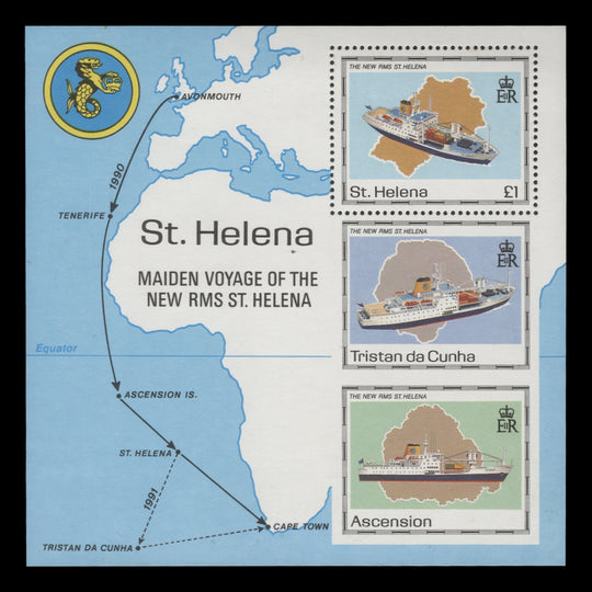 Saint Helena 1990 (MNH) Maiden Voyage of RMS St Helena miniature sheet