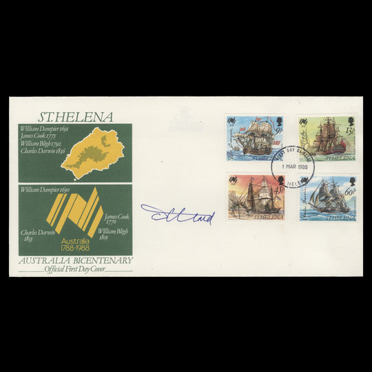 Saint Helena 1999 Cable & Wireless Centenary first day cover signed by designer