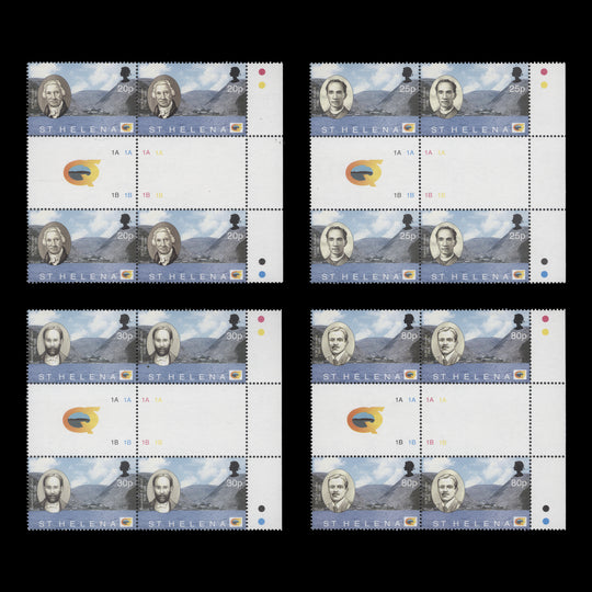 Saint Helena 2002 (MNH) Discovery Anniversary gutter plate blocks