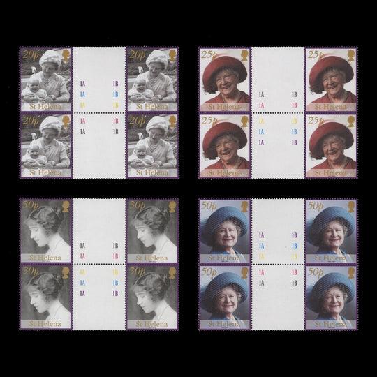 Saint Helena 2002 (MNH) Queen Mother Commemoration gutter plate blocks