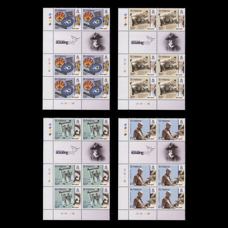Saint Helena 2007 (MNH) Scouting Centenary gutter plate blocks