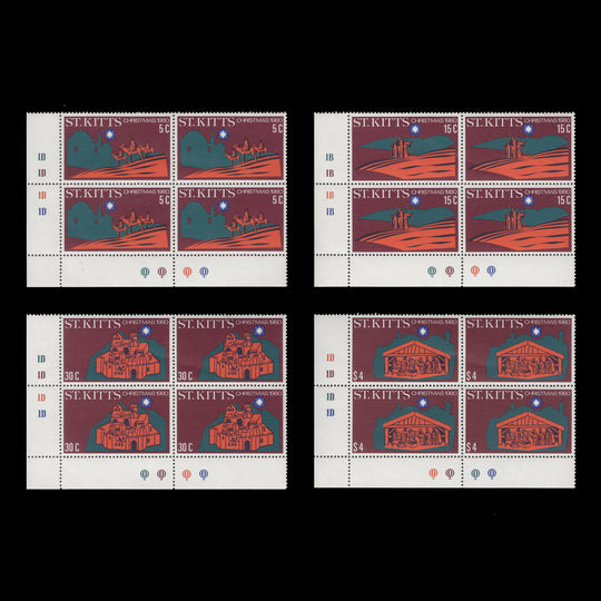 Saint Kitts 1980 (MNH) Christmas plate blocks