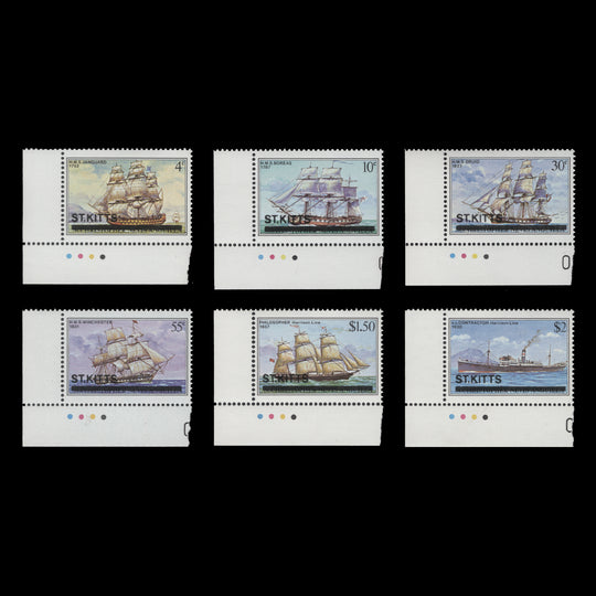 Saint Kitts 1980 (MNH) Ships Provisionals traffic light singles