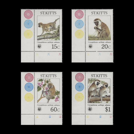 Saint Kitts 1986 (MNH) Green Monkey set