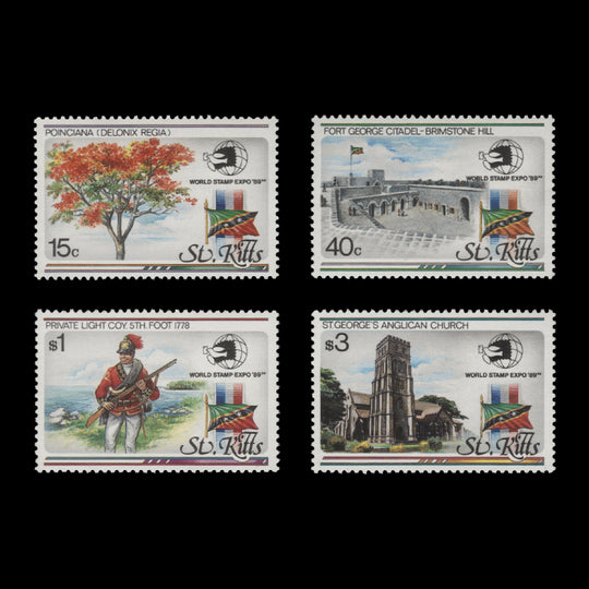 Saint Kitts 1989 (MNH) Stamp Exhibition, Washington set