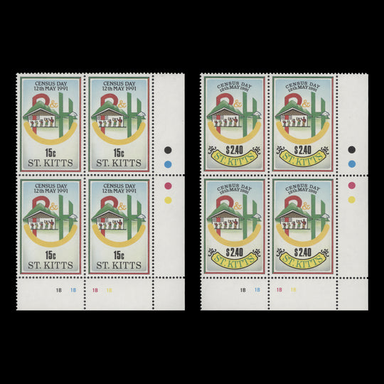 Saint Kitts 1991 (MNH) National Census plate blocks