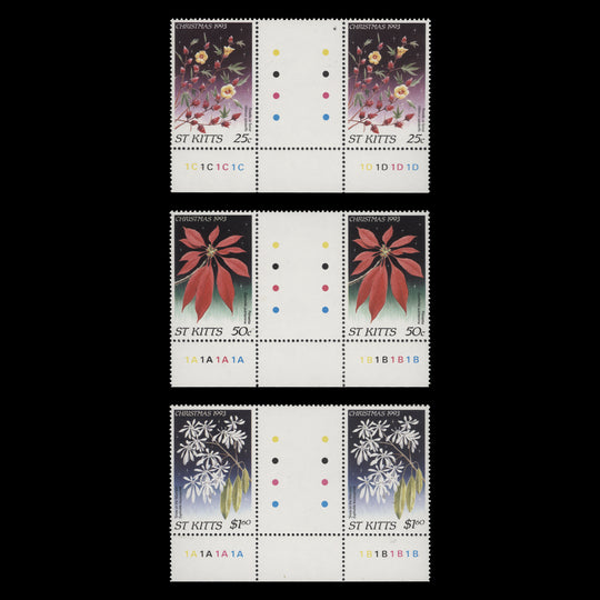 Saint Kitts 1993 (MNH) Christmas gutter plate pairs